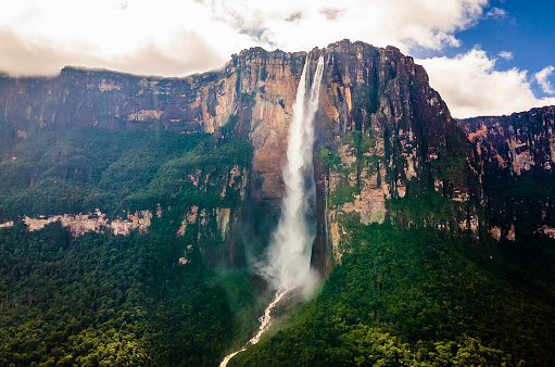 Scenic Aerial view of Angel Fall world’s highest waterfall in Venezuela